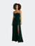 Square Neck Velvet Maxi Dress With Front Slit - Drew - Evergreen