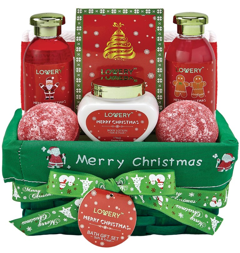 Lovery Bath And Body Christmas Gift Basket - Strawberry & Sandalwood Scent