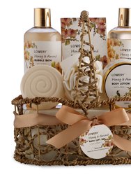 Lovery Home Spa Gift Basket - Honey & Almond Scent - Luxury Set