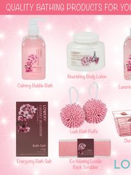 Lovery Home Spa Gift Basket In Cherry Blossom Fragrance - Bath Set