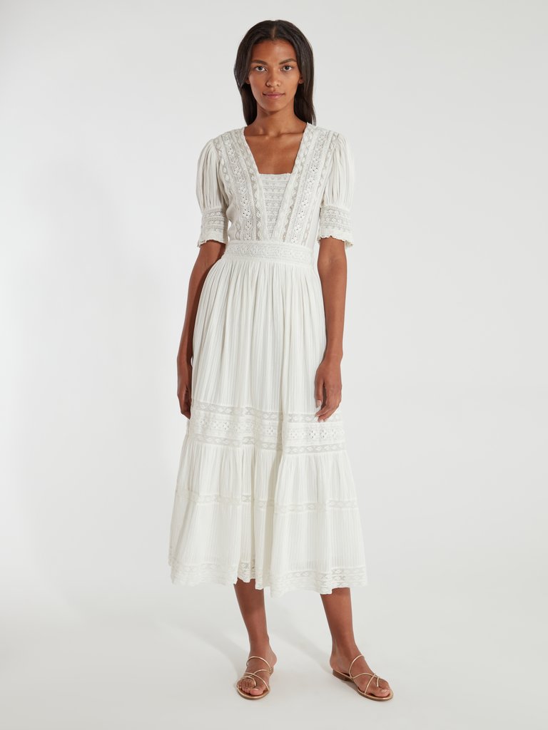 Ayla Lace Trim Cotton Dress