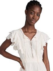 Women's Darryl Cotton Viscose Dress, Optic White Tiered Mini - White