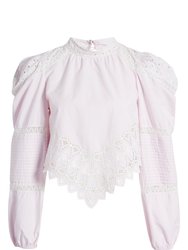 Women's Hito Handerchief Eyelet & Lace Open Back Top Blouse - Pink