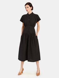 Waist Shirring Midi Dress