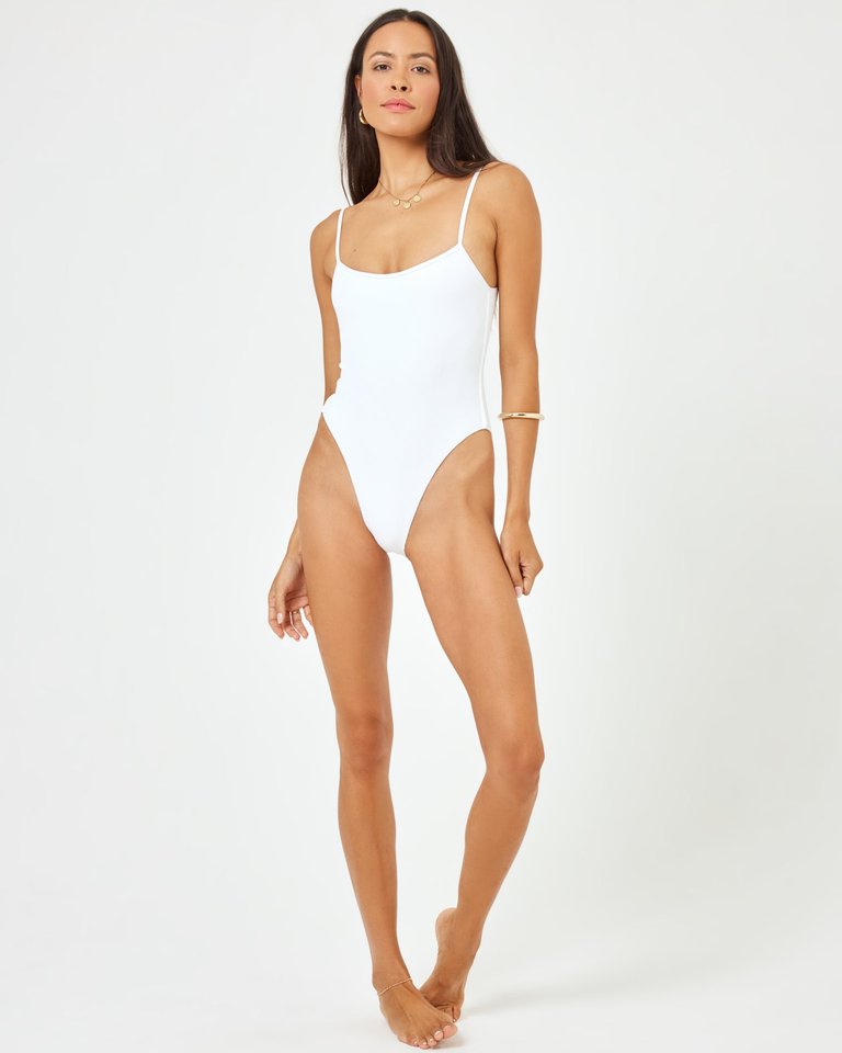 Ribbed Holly One Piece Swimsuit - White - White