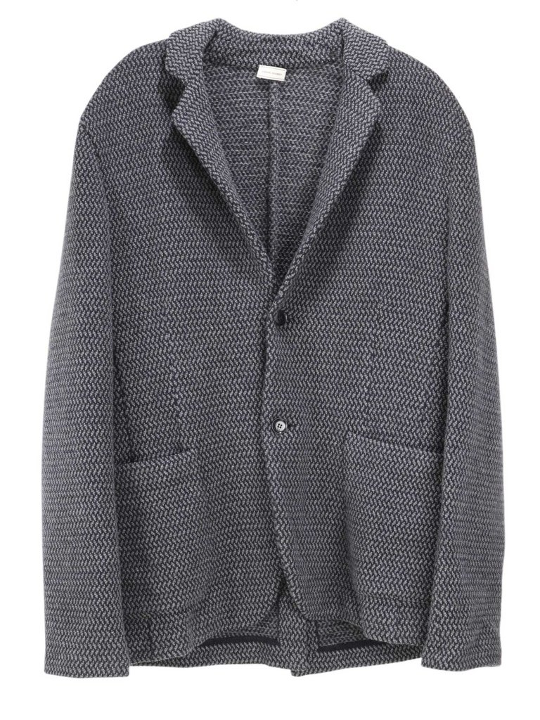 Luciano Barbera Men's Navy / Grey Knitted Sweater Sport Coats & Blazer - 40 US 50 EU - Navy / Grey