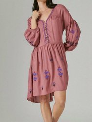 Embroidered Tiered Dress - Pink Multi