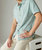 Linen Short Sleeve Button Up Shirt In Blue