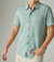 Linen Short Sleeve Button Up Shirt In Blue - Blue