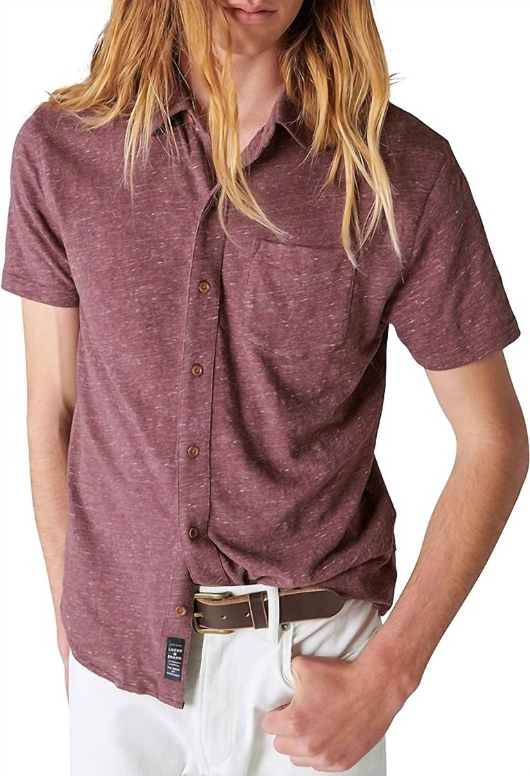 Linen Short Sleeve Button Up Shirt In Huckleberry - Huckleberry