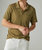 Linen Short Sleeve Johnny Collar Polo - Olive