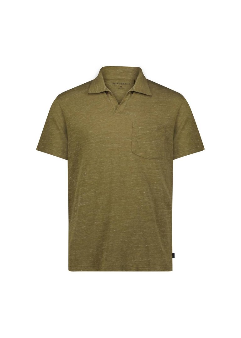 Linen Short Sleeve Johnny Collar Polo