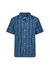 Printed Short Sleeve Camp Collar Shirt In Indigo Stripe