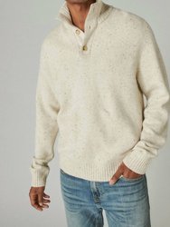 Tweed Half Mock Neck Sweater In Straw Heather