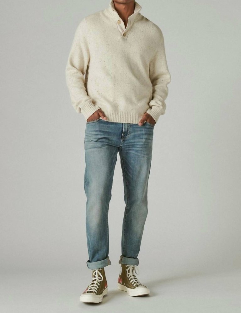 Tweed Half Mock Neck Sweater In Straw Heather - Straw Heather