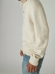 Tweed Half Mock Neck Sweater In Straw Heather