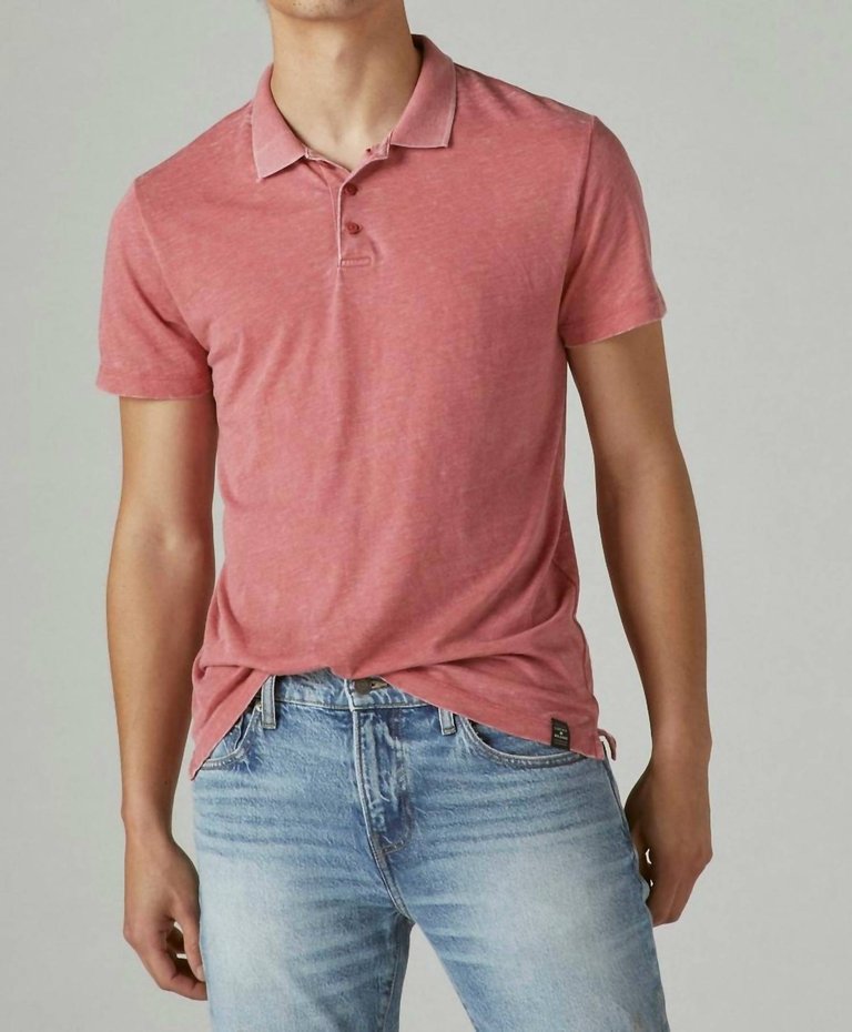 Venice Burnout Pique Short Sleeve Polo - Mineral Red