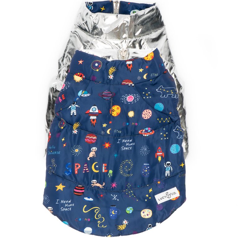 Space Doodle Reversible Puffer Vest - Multi