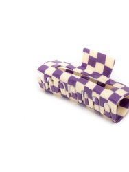 The Checked Out Claw Clip - Purple/Cream