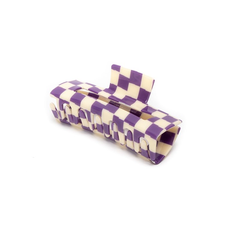 The Checked Out Claw Clip - Purple/Cream