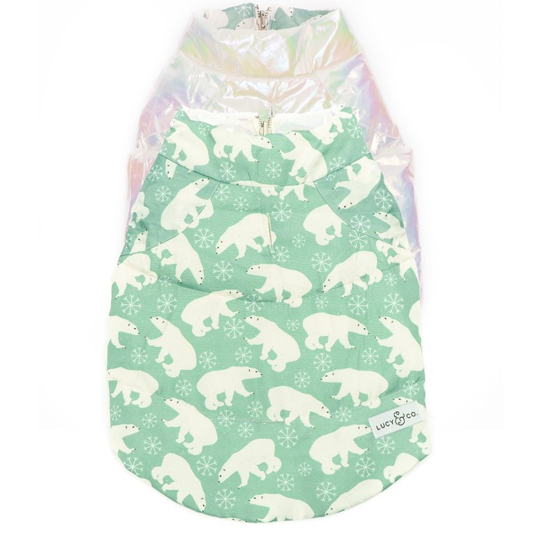 The Polar Bear Parade Reversible Puffer Vest - Light Green