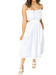 Alba Scalloped Dress In White - White
