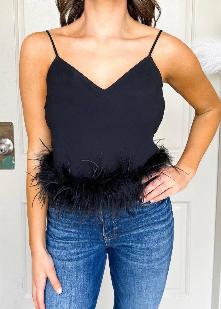 Cyra Feather Top In Black