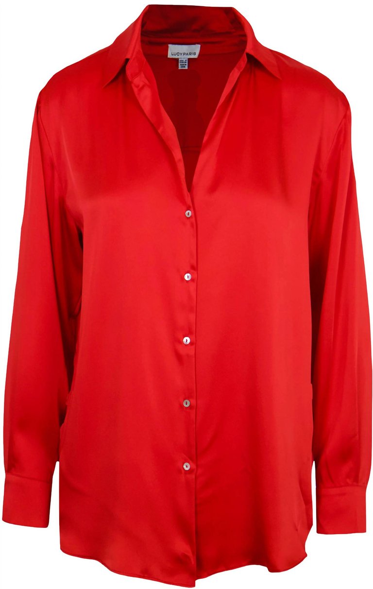 Elena Satin Shirt - Red