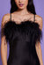 Flora Feather Slip Dress In Black