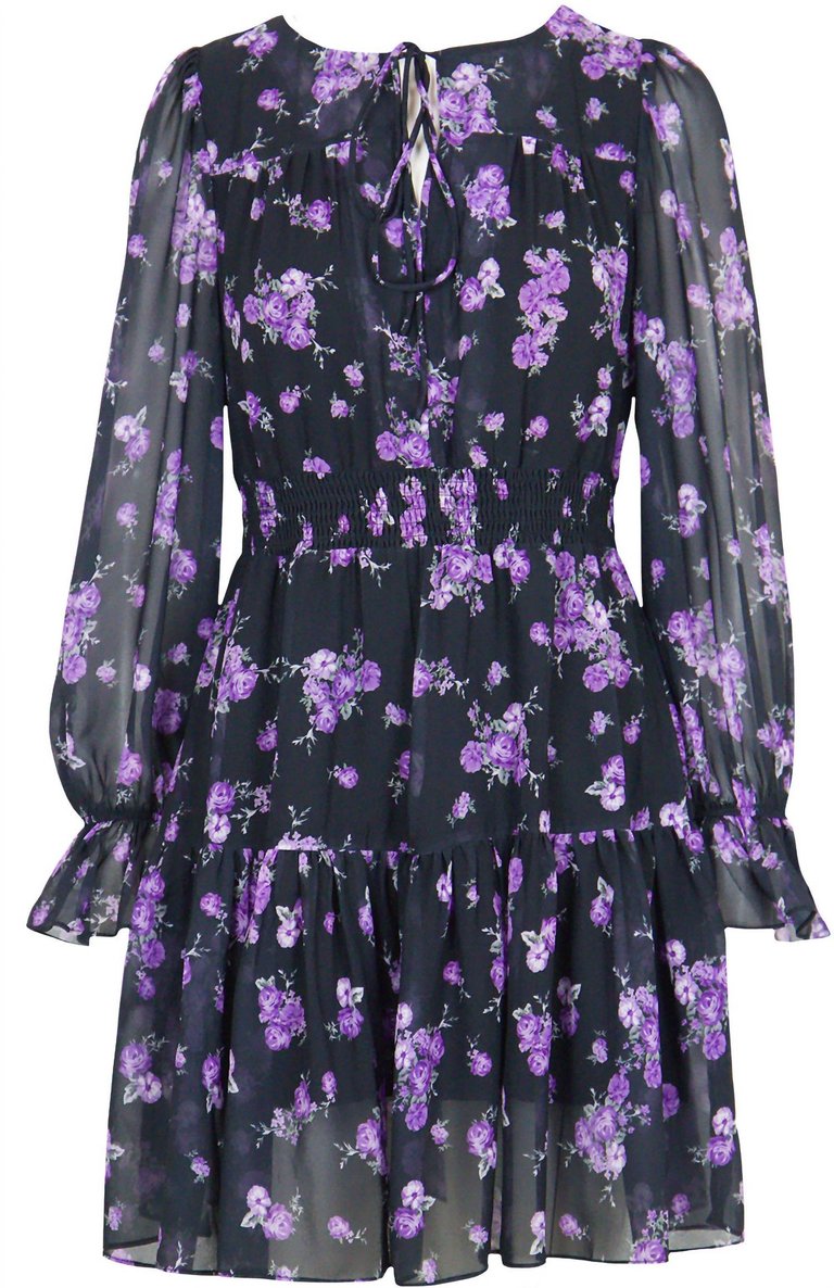 Garner Floral Dress In Black/Purple Floral - Black/Purple Floral