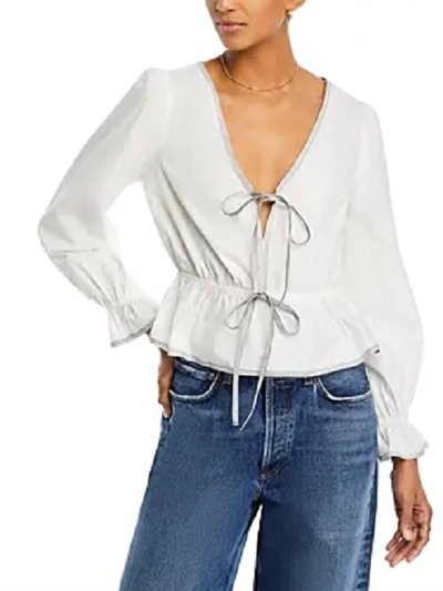 LUCY PARIS Kilala Contrast Long Sleeve Top In White product