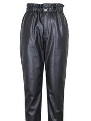 Leo Vegan Leather Pants In Black - Black