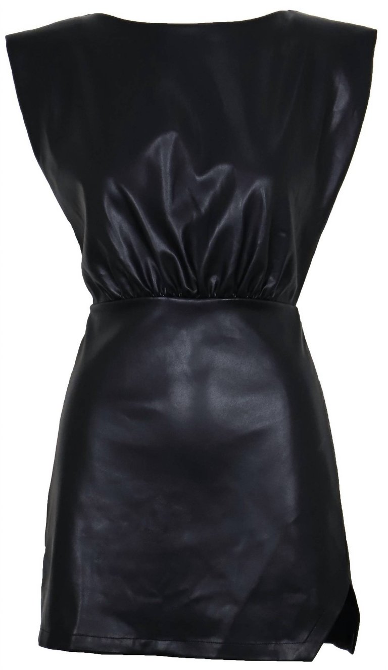 Pat Faux Leather Mini Dress In Black - Black