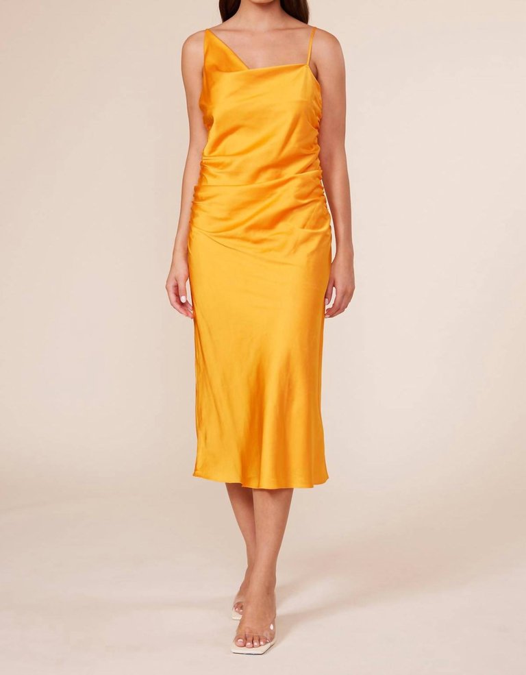 Pierre Gathered Dress In Tangerine - Tangerine