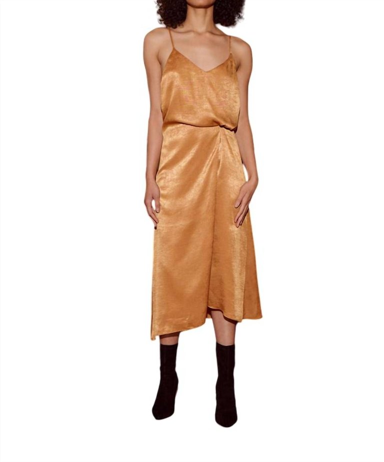 Rowan Twist Dress In Caramel - Caramel