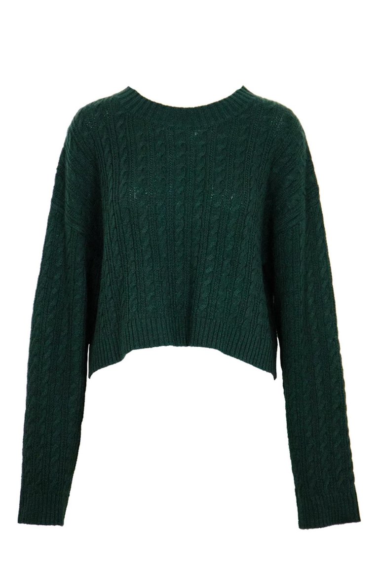 Shay Cable Knit Sweater In Pine - Pine