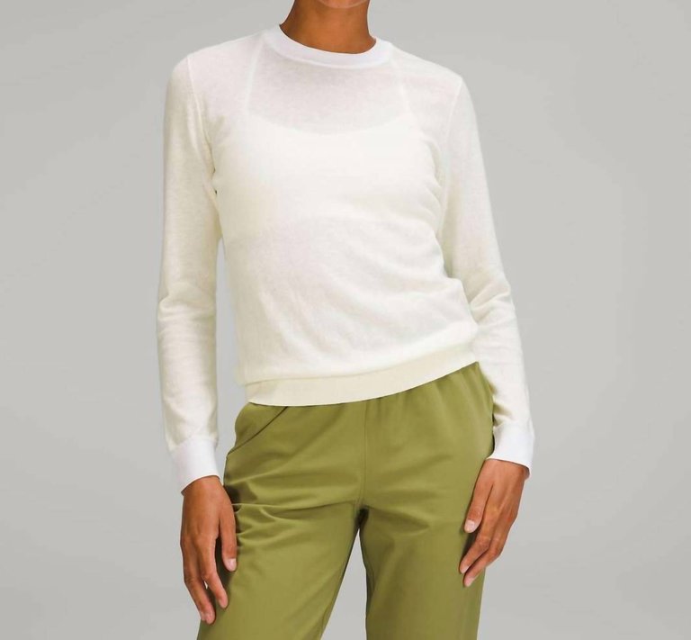 Silk Blend Crew Sweater In Lemon Sorbet - Lemon Sorbet