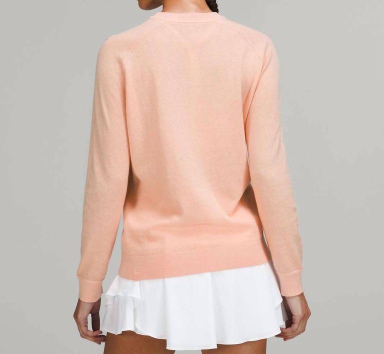 Silk-Blend Crew Sweater In Peach Satin