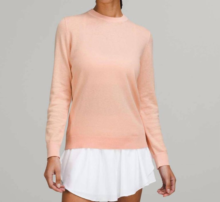 Silk-Blend Crew Sweater In Peach Satin - Peach Satin