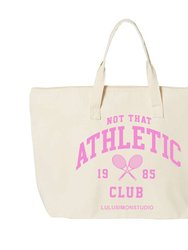 Not Athletic Club Puff Print Zippered Tote Bag - Natural