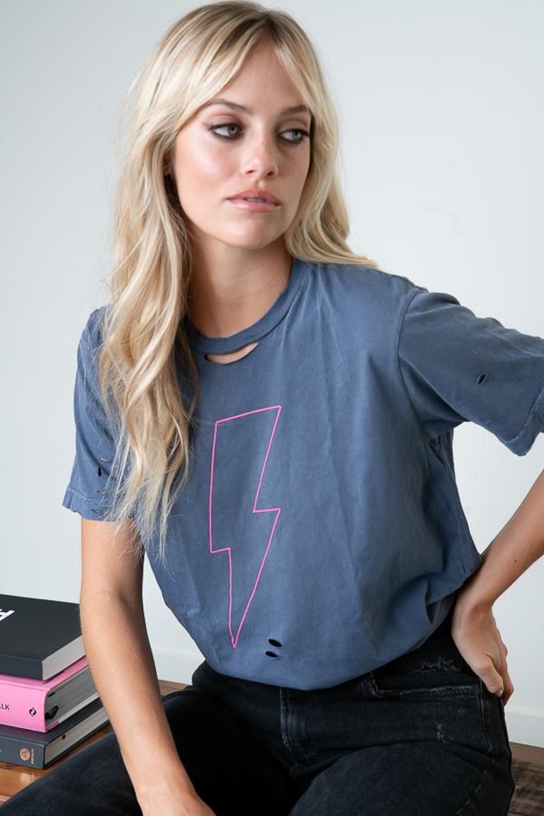 Pink Lightning Bolt Destructed Tee