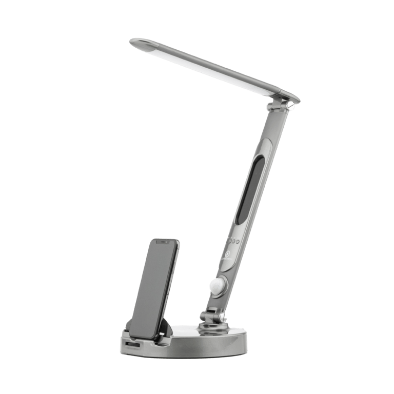 Ii- All in One Led Desk Lamp & Phone Dock - Silver