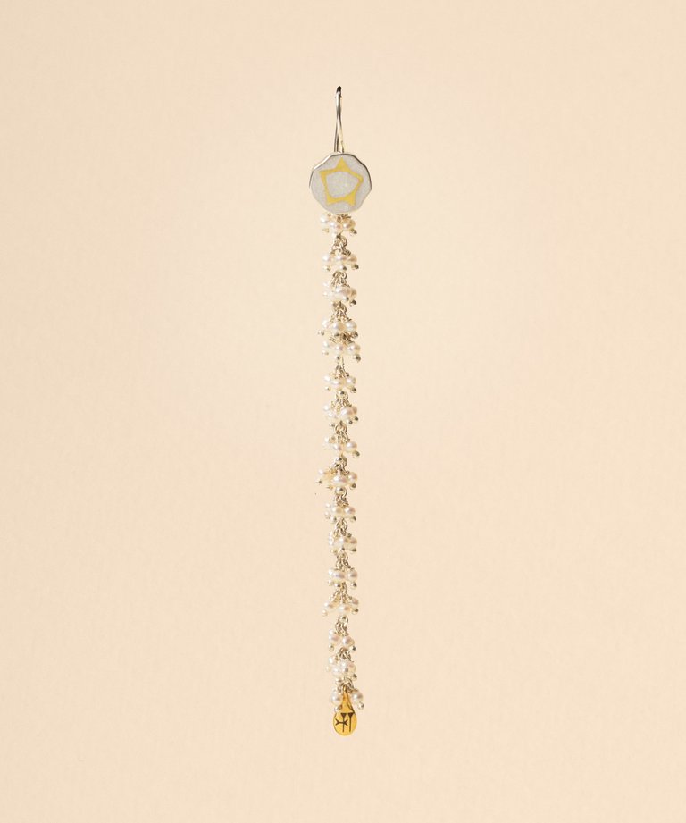 Sumerian Pearl Earring - Silver/Gold