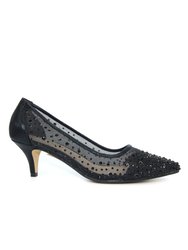 Womens/Ladies Alisha Faux Gemstone Court Shoes - Black