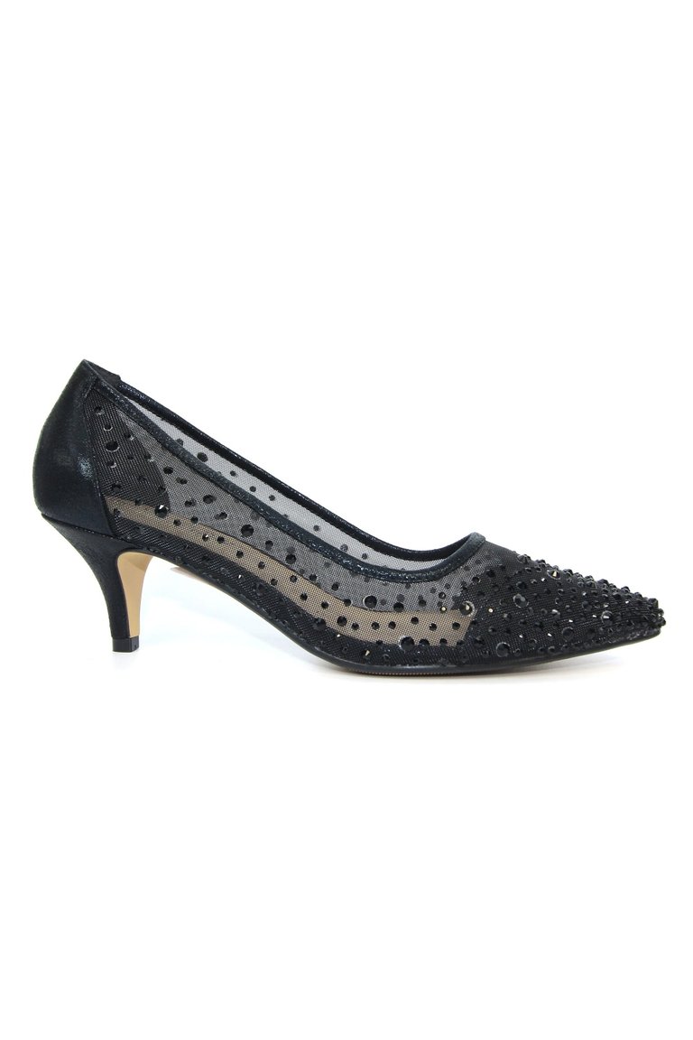 Womens/Ladies Alisha Faux Gemstone Court Shoes - Black