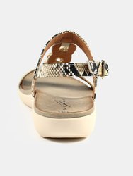 Womens/Ladies Bardon Snake Print Sandals - Beige