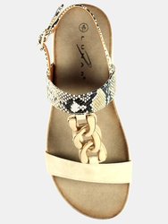 Womens/Ladies Bardon Snake Print Sandals - Beige