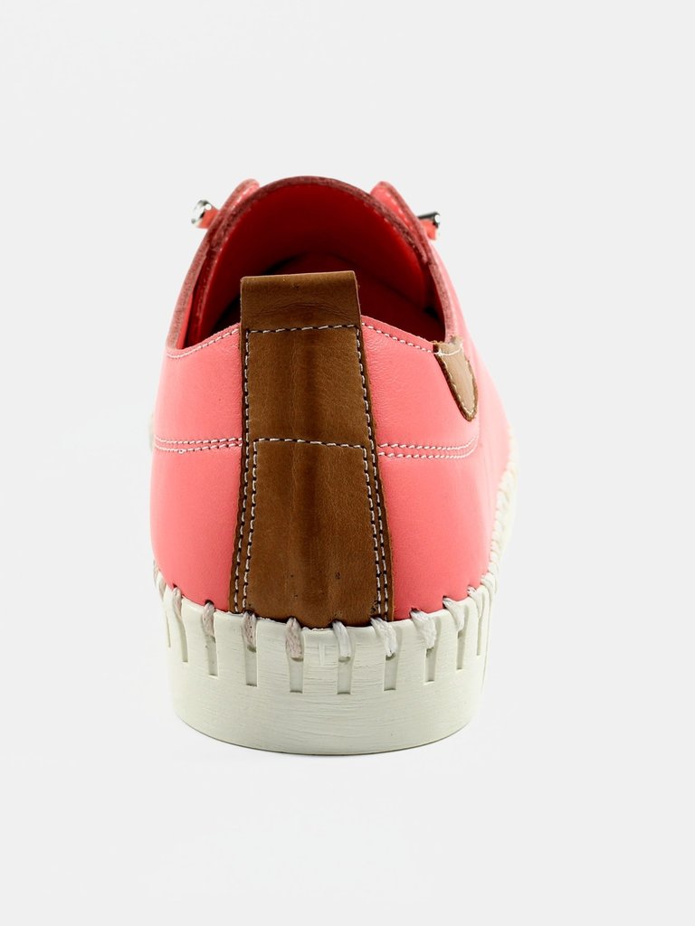 Womens/Ladies Flamborough Leather Shoes - Pink