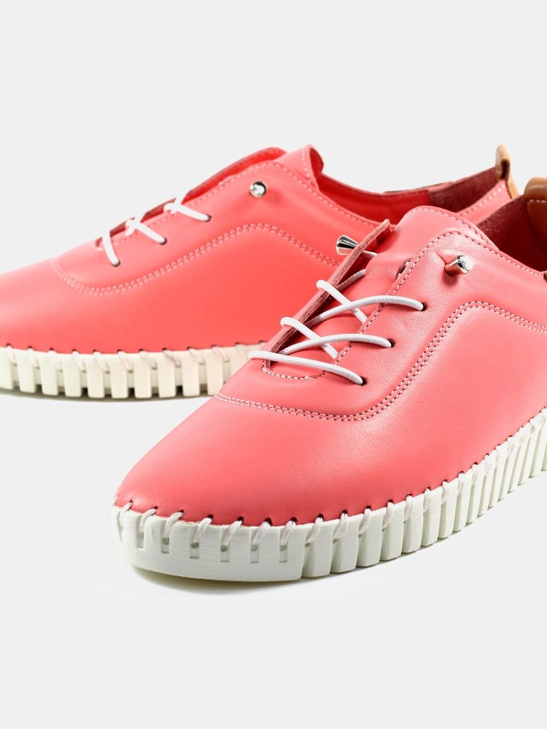 Womens/Ladies Flamborough Leather Shoes - Pink - Pink