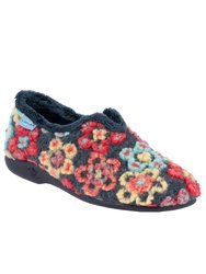 Womens/Ladies Hippy Flower Slippers - Blue/Red/Yellow